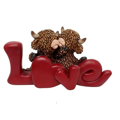 Figurine de vache de la Saint-Valentin couple amoureux en résine pour table