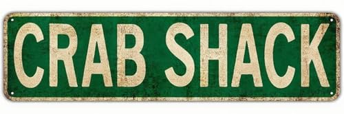 Funny 16x6 Inch Vintage Tin Metal Sign Crab Shack Rustproof Weatherproof Wall Art for Garage, Man Cave, Bar, Outdoor Patio Retro Decor Gift for Men