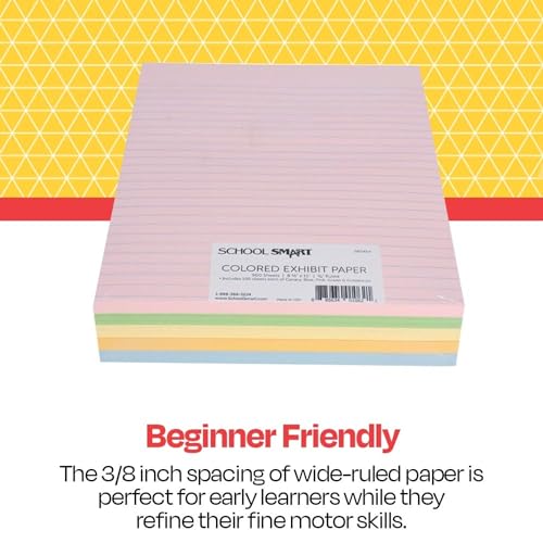 School Smart Ruled Exhibit Paper, 8-1/2 x 11 Inches, Assorted Colors, 500 Sheets - 085454 by School Smart - Image 3