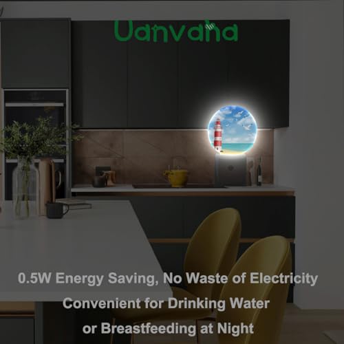 Image of Lighthouse Seabirds Night Lights Plug into Wall Ocean Beach Seagull Blue Sunny Sky Clouds LED Dusk to Dawn Plug-in Nightlight Auto Sensor for Bedroom Bathroom Hallway Living Room