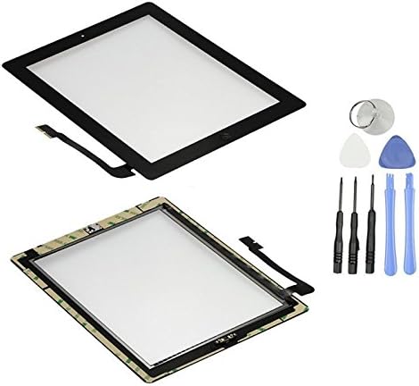 Touch Screen Glass Digitizer Assembly for Apple iPad 3 with Home Button & Camera Bracket and Adhesive Tape Preassembled (BLACK)