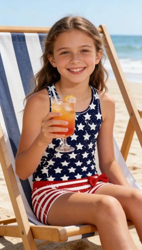Image of Belovecol Girls Swimsuits Two Piece Tankini Bathing Suits Boyshort Summer Beach Swimwear 4-16Y Removable Bra Pads Above 12Y