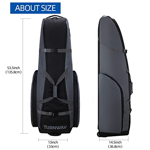 Turnway Padded Foldable Golf Travel Bag/Club Bag/Carry Bag/Case Cart Bag With Wheels, 1800D Polyester, Waterproof, Soft-Sided Spacial Size For Golf Gear Transportation (Grey) #TOP1