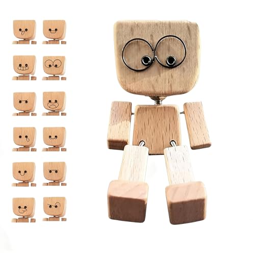 CHENINKJG Figure oscillanti in legno per auto, decorazione auto, 12 volti intercambiabili per divertimento individuale (1 pezzo)
