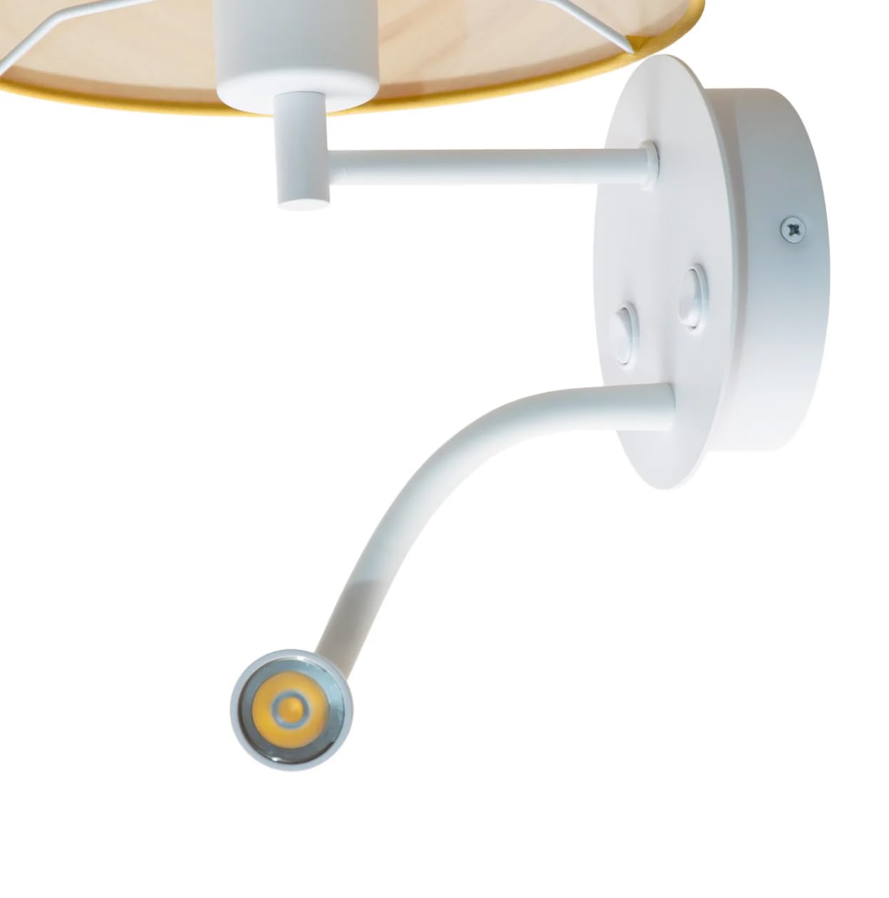 BARCELONA LED Aplique de Pared para Lectura MAR II con Casquillo E27 y Foco LED Flexible 3W 2400K Luz Cálida, Lámpara de Cabecero con Pantalla de Tela, Doble Interruptor, Blanco para Dormitorio