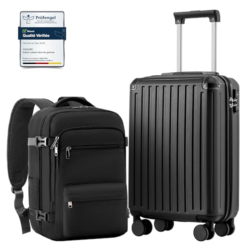 COOLIFE Ryanair Valise Cabine 55 x 35 x 20 et Bagage Cabine 40x20x25(20L), Bagages Cabine Bagage à Main Rigide avec Serrure TSA et 4 roulettes Jumelées...