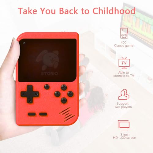 Image of Storio Rechargeable Pocket Video Game for Kids 400 in 1 Retro Game Box Console Handheld Game Box with TV Output, Multicolour