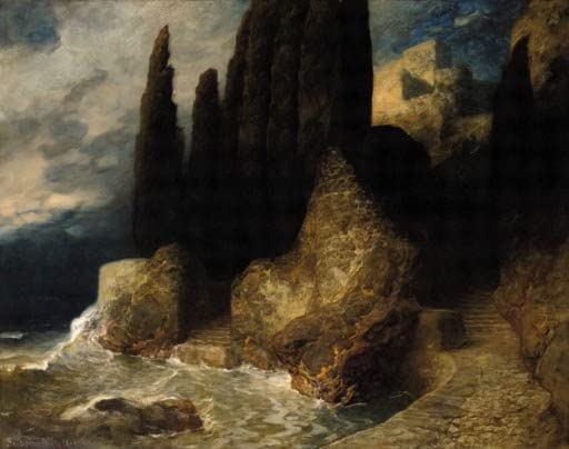 Tableau Toteninsel Ferdinand Keller impression sur toile 60x90cm pour sublimer votre salon