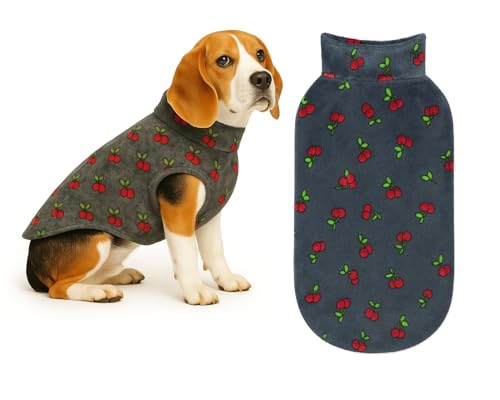 Image of The Pets Company Dog Winter Coat Jacket, Clothes, Windproof, Reversible, Light Weight, Washable, Ultra Warm Thick Fleece Lined Dog Vest for Cold Weather Protection, (Grey Cherry, Medium - 20 Inch)