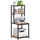 GreenForest 4 Tier Printer Stand with Storage Shelf, 49.2 inch Large Printer Table for Home Office Organization, Stable Small Corner Shelf for Heat Press, Mini Fridge, 3D Printer, Walnut