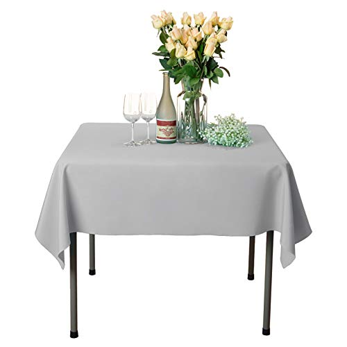 VEEYOO Square Tablecloth - 54x54 Inch Polyester Table Cloth Washable Wrinkle Free Dinner Tablecloth for Wedding, Party, Restaurant,Indoor and Outdoor Buffet Table - Silver Tablecloth