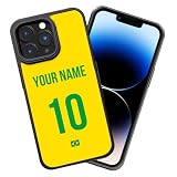 COOZEBRA Football World Cup Custom Personalized Name Jersey Phone Case for Men and Boys, for iPhone 17 16 15 14 13 12 11 Pro Max X XS XR Galaxy S25 S24 S23 S22 S21 FE Ultra Plus(Brazil)