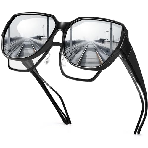 Fit Over Glasses Sunglasses for Women, Polarized Round Sunglasses UV400 Protection Shades Lightweight TR90