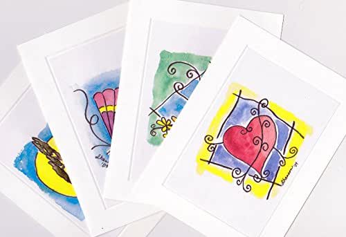 Amazon.com: Fun and Funky Watercolor Blank Note Cards - Set of 8 ...