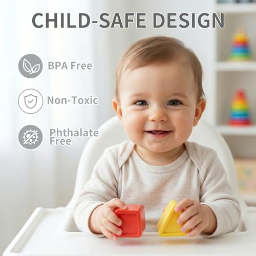 SOCBTNSO Elephant Interactive Shape Sorter Toys for 18 Months+, Montessori Matching & Sorting Toys with 6 Sensory Shape Blocks, Developmental Infant Birthday Gifts for Learning Toddler - Image 6
