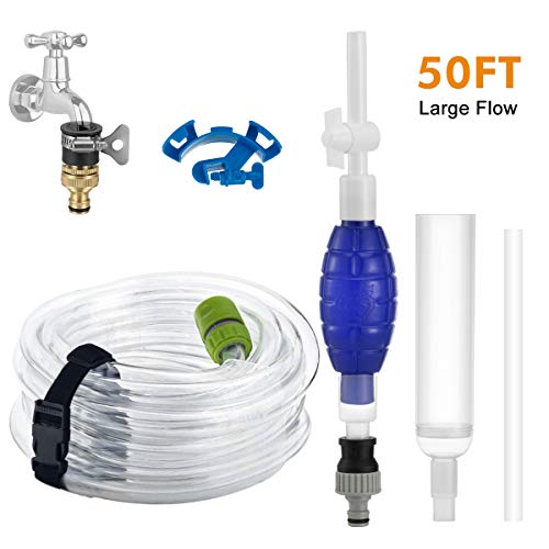 WALOTAR Fish Tank Gravel Cleaner 50ft Long Hose Aquarium Vacuum Syphon Water Changing