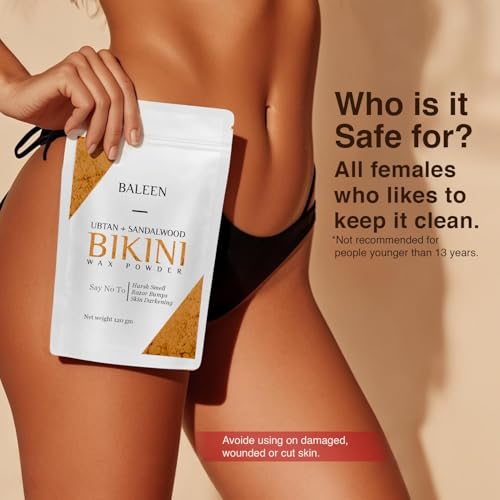 Image of BALEEN Bikini Wax Powder Women with Ubtan & Sandalwood 120 Gm (Pack Of 2) | Painless Herbal Hair Removal Powder for women Bikini Area, Legs, Hands & Underarms with No Harmful Chemicals, No Irritation