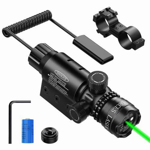 KinZon Lunette de visée Laser Vert/Rouge Tactique 532nm avec Support Picatinny 20mm et Adaptateur de Support d'anneau, pour Fusil Chasse et Airsoft
