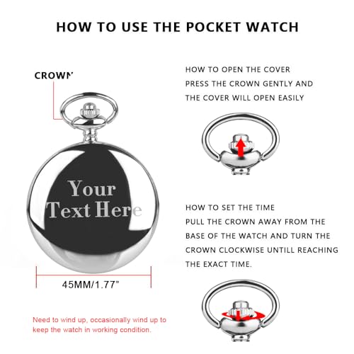 Image of Mens Pocket Watch Skeleton Mechanical Hand Winding Half Hunter Silver Black Golden Case Roman Numerals with Gift Box