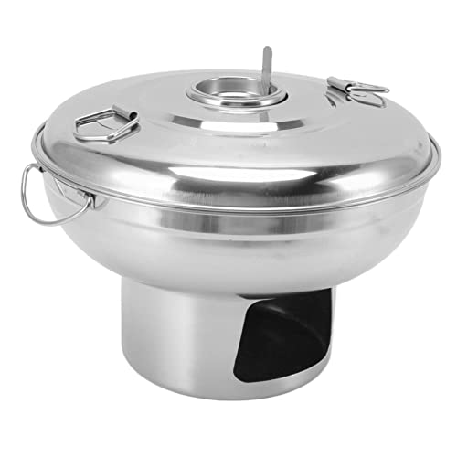 Old Beijing Chinese Copper, Stainless Steel Dry Ice Chinese Charcoal Hotpot, Round Shabu Shabu Pot, for Milk Tea Outdoor Cooker Buffets Weddings Parties (Gold)