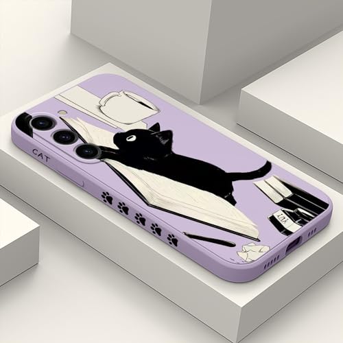 Coque Samsung S23 Plus en silicone violet chat motif créatif LEECG protection 6,6 pouces