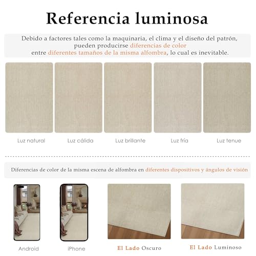 Miniatura 2 de PureCozy Alfombra Exterior 200x300cm Salon Terraza Impermeable Taupe Antideslizante Lavable Interior Alfombras Habitacion Jardin Comedor Patio Dormitorio Aspecto Yute Tapete