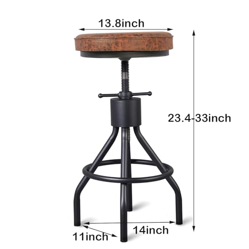 Bokkolik UK001-S 04 BLACK Set Of 2 Vintage Bar Stools Swivel Pu Seat 23-33Inch Height Adjustable Rustic Kitchen Island Counter Stool Industrial Office Guest Chair thumb #1