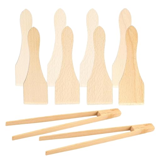 Raclette-Schaber 8 Stück Raclette-Schieber holz Racletteschieber Raclettespachtel Holzschaber Racletteschaber für Käse Grills (8 Schieber & 2 Bambuszangen)