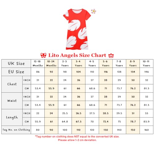 Lito Angels Déguisement Robe Hawaïen Enfant Filles 10-11 ans, Rouge – vue 7