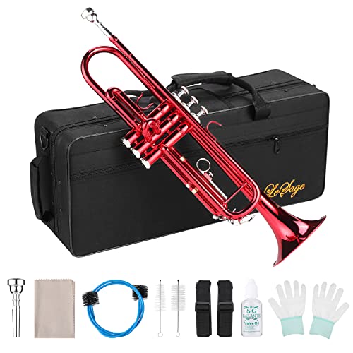 LeSage Trompeta Bb Trompeta estándar para estudiantes principiantes con estuche 7C Kit de limpieza de...
