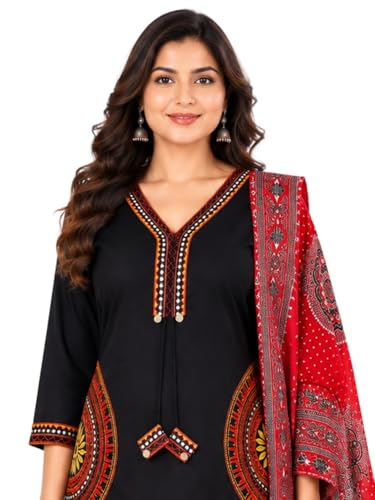 Image of Pure Cotton Anarkali Kurta Set for Women with Dupatta | 3 Piece Cotton Anarkali Suit | Floral Aari Work | Flared Ethnic Wear
