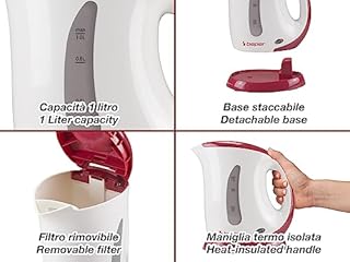 BEPER BB.050 Bollitore d’Acqua Elettrico, 1100 W, 1 Liter, Plastica, Colori Assortiti, 1 Pezzo