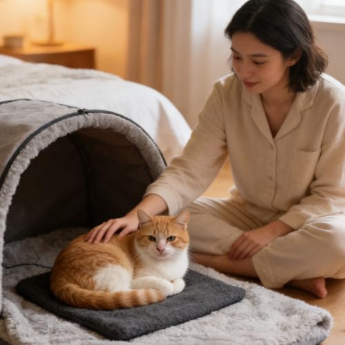 Zegaqae Coussin Chauffant pour Animaux De Compagnie | 26x26cm USB Tapis Thermique Tapis en Peluche pour Chien, Chat, pour Dormir, Extérieur, Cage, Salon, Voiture, Voyage – vue 8