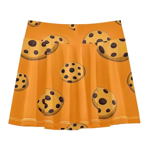 Joisal Girls' Shorts Athletic Skorts Tennis Skirts for Kids Breathable Girl Skort Chocolate Cookies Orange 3t2