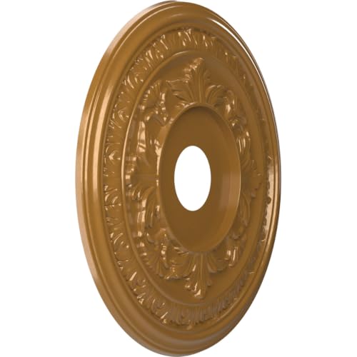 Image of Ekena Millwork CMP19BADVG Baltimore Thermoformed PVC Ceiling Medallion (Fits Canopies up to 7 3 /4 inch), 19 inchOD x 3 1 /2 inchID x 1 inchP, Universal Aged Metallic Vintage Gold