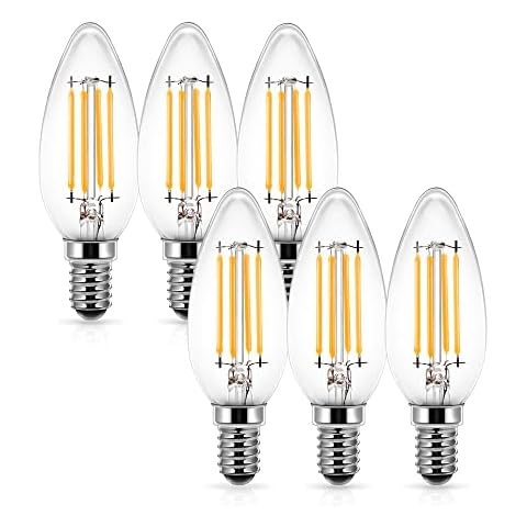 DORESshop 4W E14 Dimmable LED Bulb, E14 LED Light Bulb Dimmable 40W Equivalent, Warm White 2700K, 400Lumens, Small Screw Dimmable Light Bulbs, Perfect for Chandelier LED, Pack of 6 Cover