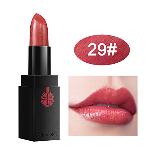 Moisturizing Lipstick Rose Red Lustrous - MEIKING Long Lasting Soft Light Pink Lip Stick Shimmer Pale Mauve Cosmetics Makeup Last 24 Hours (#29)