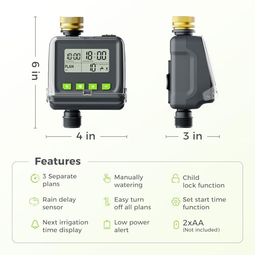 Fieldoria Sprinkler Timer for Garden Hose, Brass Inlet Watering Timer with Rain Sensor, 3 Plans Programmable Hose Faucet Timer, Outdoor Auto Manual Drip Irrigation Controller for Yard Lawn Greenhouse by Fieldoria - Used condition - Image 7