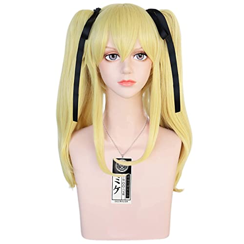 ANOGOL 4PCS Set Blonde Wig+{1*Necklace+2*Black Ribbon+1*Hair