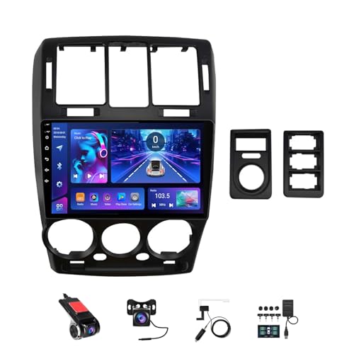 9 Pulgadas Android 14 Doble DIN Radio de Coche para Hyundai Elantra Cetz 2002-2011 con CarPlay inalámbrico GPS Navi Cámara de Respaldo Controles del Volante Bluetooth(T1[1+16G])