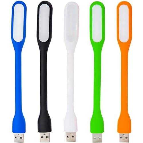 5 Pack Mini USB LED Bendable Slim Lamp Light, Keyboard Adjustable USB Lamp Portable Silicone, Flexible USB LED Light Lamp, Night Light Reading Lamp for Power Bank PC Laptop Notebook Computer