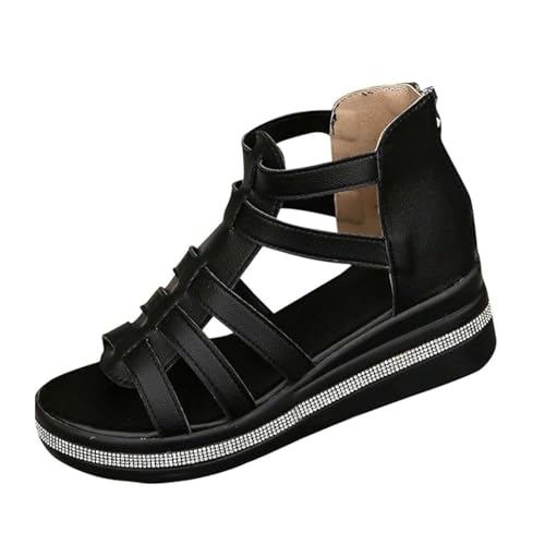 Gladiator Sandals for Women with Zipper Hollow Out Breathable Roman Sandals Summer Casual Open Toe Ankle Strap Sandal