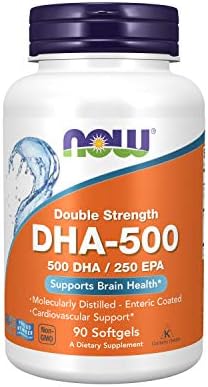 NOW Supplements, DHA-500 with 250 EPA, Molecularly Distilled, Supports  Brain Health*, 90 Softgels : Health \u0026 Household