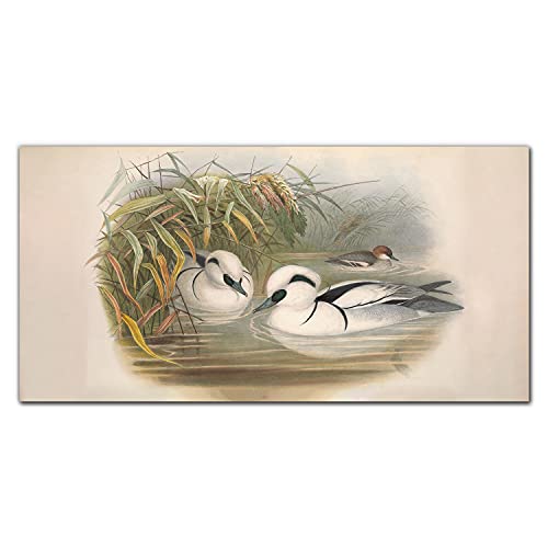 Tableau en verre acrylique 100x50cm avec motif d'oiseaux dessin pour salon