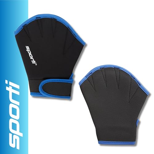 Sporti Swimming Aquatic Gloves, Neoprene, Water Resistance Webbed Hand for Diving, Fit Water Aerobics - Neoprene Webbed Fitness Gloves - Black - Small