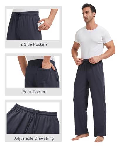 TTZ 34/36 Inseam Mens Tall Pajama Pants Waffle Pj Lounge Sleep Pants for Tall Men4
