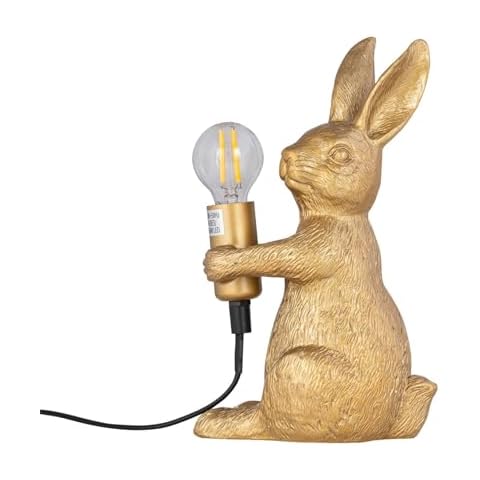 Gold Bunny Rabbit Table Lamp with Bulb Cover
