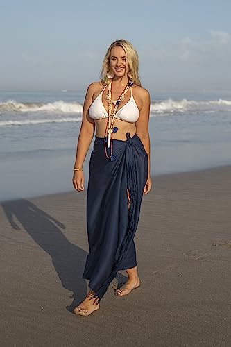 Back From Bali Womens Plus Size Sarong Wrap Solid Swimsuit Cover Up Pareo Bathing Suit Beach Skirt Coconut Clip4