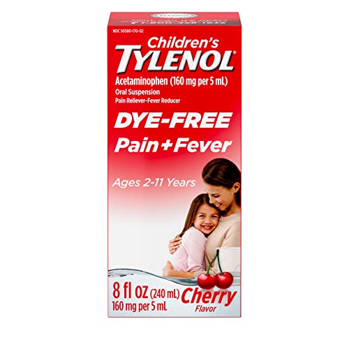 Image of Tylenol Children's Liquid Pain Relief & Fever Medicine, Oral Suspension, Dye-Free, Acetaminophen, Aspirin-Free, Ibuprofen-Free, High Fructose Corn Syrup-Free; Cherry Flavor, 8 fl. oz.; Pack of 1