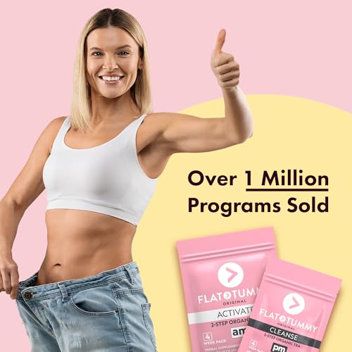 Flat Tummy Tea &ndash; 2-step, 4 Week Program &ndash; Detox Tea to Boost Energy & Reduce Bloating* - All Natural Detox Cleanse w/ Green Tea, Lemon Balm, Dandelion, Fennel, & More - Digestion support